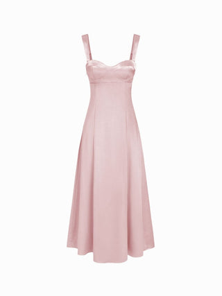Satin Sculptural Sweetheart Neck High Rise Lace-up Mermaid Maxi Dress