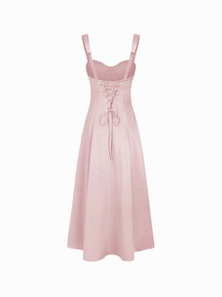Satin Sculptural Sweetheart Neck High Rise Lace-up Mermaid Maxi Dress