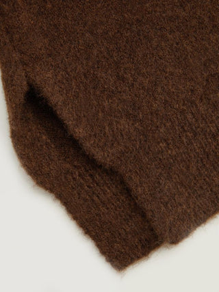 Knit Fabric Knit Wool-blend Split Oversized Long Sleeve Top For Daily Casual
