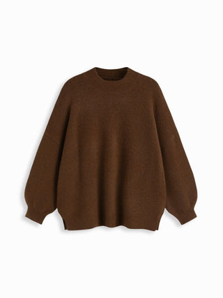 Knit Fabric Knit Wool-blend Split Oversized Long Sleeve Top For Daily Casual