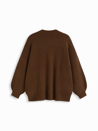Knit Fabric Knit Wool-blend Split Oversized Long Sleeve Top For Daily Casual
