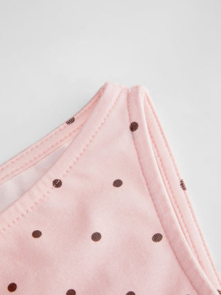 Cotton-blend Boat Neck Knotted Polka Dot Ruched Tank Top