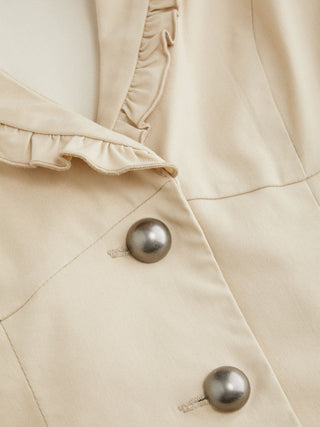 Ruffled Metal Detail Slim Short Sleeve Shacket