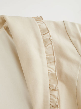 Ruffled Metal Detail Slim Short Sleeve Shacket