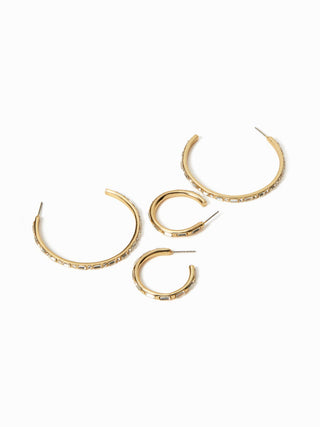 2 PAIRS RHINESTONE C-SHAPED EARRINGS SET For Date Party/Clubbing Wedding