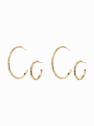 2 PAIRS RHINESTONE C-SHAPED EARRINGS SET For Date Party/Clubbing Wedding