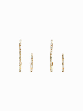 2 PAIRS RHINESTONE C-SHAPED EARRINGS SET For Date Party/Clubbing Wedding