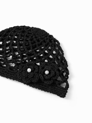 Cotton Blends FLOWER KNITTED HAT For Date Party/Clubbing Vacation