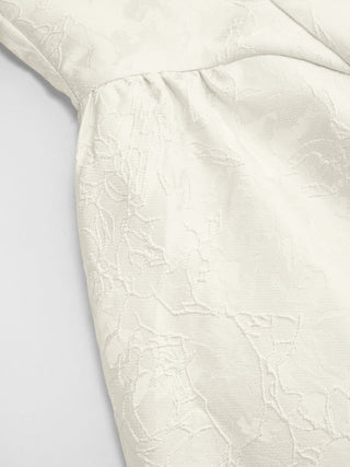 Jacquard Sculptural Boat Neck Bowknot Backless Flared Maxi Dress