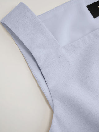 Linen-blend Linen-blend Braided Button Back Belt Square Neck Mini Dress For Daily Casual Work