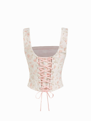 Crop Top Halter Tops Linen Tops Summer Tops Summer Tops Cute Tops going out tops Cute Summer Top Jacquard Floral Jacquard Square Neck Bowknot Lace up Crop Tank Blouse For Daily Casual Date