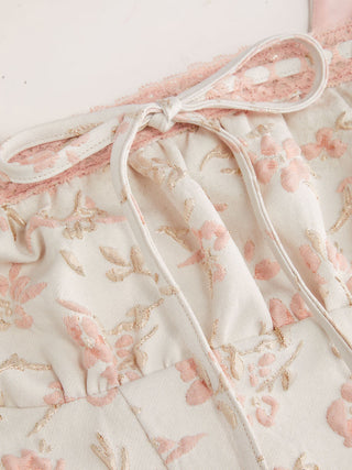 Crop Top Halter Tops Linen Tops Summer Tops Summer Tops Cute Tops going out tops Cute Summer Top Jacquard Floral Jacquard Square Neck Bowknot Lace up Crop Tank Blouse For Daily Casual Date