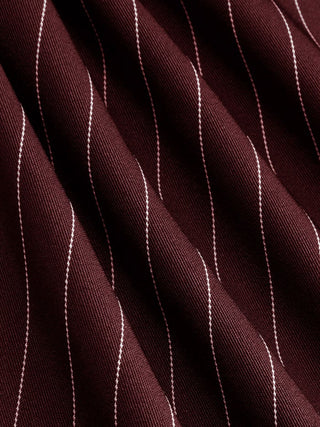 Woven Mid Rise Striped Side Knotted Barrel-leg Trousers For Work