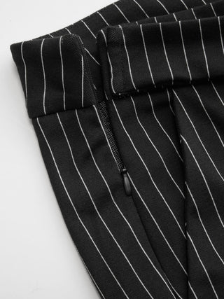 Mid Rise Striped Metal Detail Flared Trousers