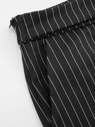 Mid Rise Striped Metal Detail Flared Trousers