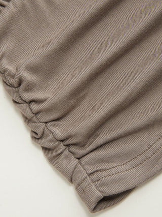 Boat Neck Batwing Sleeve Backless Drawstring Metal Detail Oversized Crop Tee
