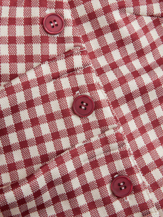 Jacquard Gingham Off-shoulder Asymmetrical Ruched Blouse