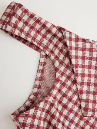 Jacquard Gingham Off-shoulder Asymmetrical Ruched Blouse