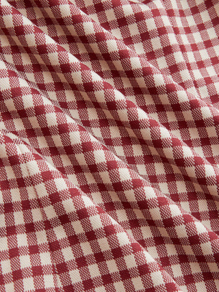 Jacquard Gingham Off-shoulder Asymmetrical Ruched Blouse