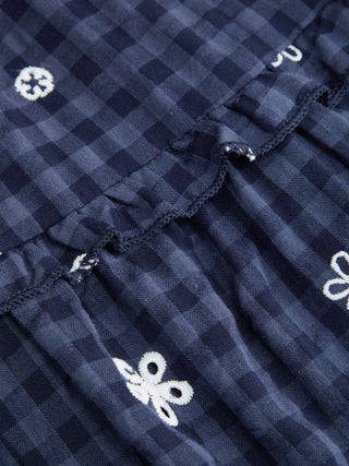 Cotton-blend Gingham Floral Graphic Bowknot Ruffled Tiered Oversized Babydoll Mini Dress