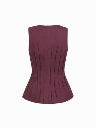 Cotton Ruched Peplum Tank Blouse