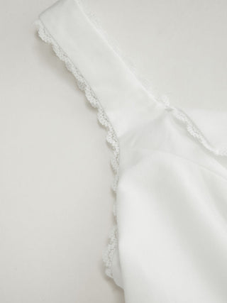 Linen-blend Linen-blend Lace Panel Mid Rise Wide Leg Jumpsuit For Daily Casual Vacation