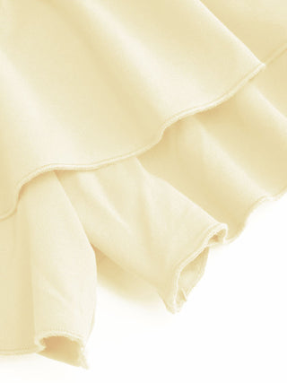 Boat Neck Ruched Ruffle Hem Layered Micro Romper