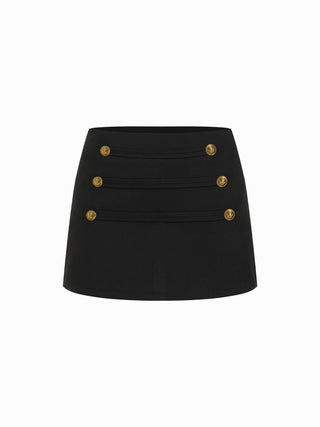 Woven Low Rise Metal Detail A-line Mini Skirt For Daily Casual Work