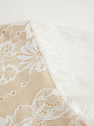 Lace Mandarin Collar Lace Short Sleeve Top