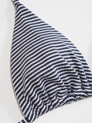 Striped Halter Neckline Starfish Detail 3 Piece Bikini Set With Shorts