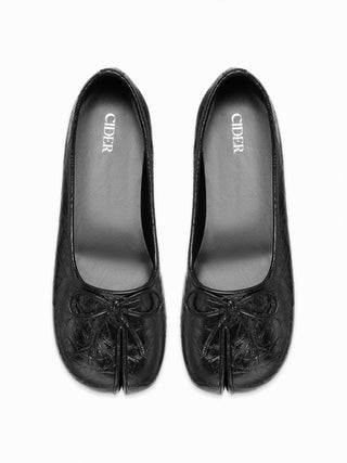 BOWKNOT DECOR SPLIT TOE MARY JANE FLATS For Daily Casual Date Picnic