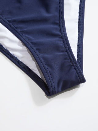Square Neck Striped Bowknot One Piece Swimsuit