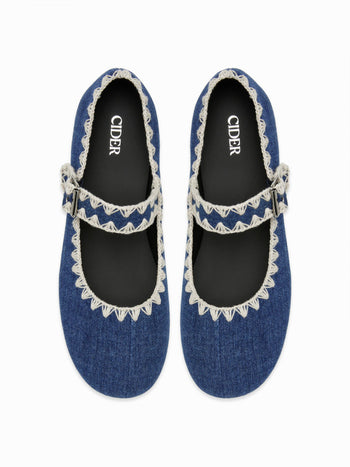 EMBROIDERED MARY JANE FLATS