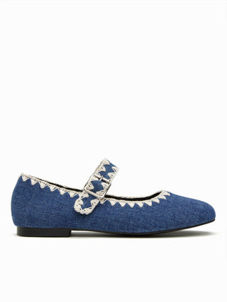 EMBROIDERED MARY JANE FLATS