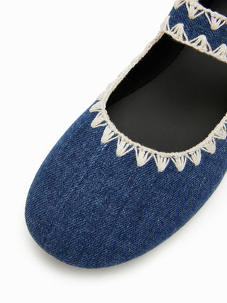 EMBROIDERED MARY JANE FLATS
