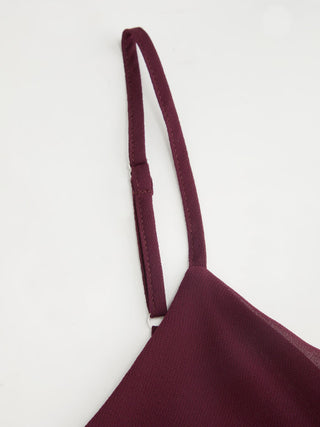 Chiffon V-neck Tiered Ruffled Oversized Crop Cami Blouse