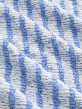 Cotton-blend Halter Neckline Striped O-Ring Low Rise Cheeky Bikini Set With Sarong