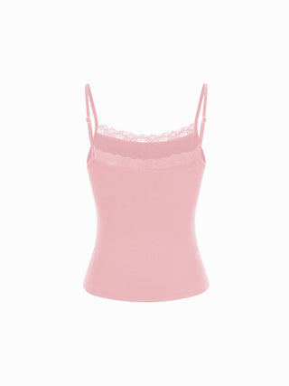 Lace Panel Ruched Henley Cami Top
