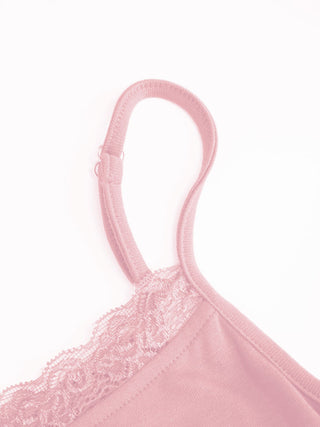 Lace Panel Ruched Henley Cami Top