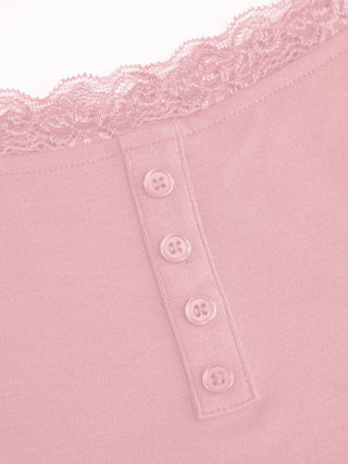 Lace Panel Ruched Henley Cami Top