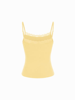 Lace Panel Ruched Henley Cami Top