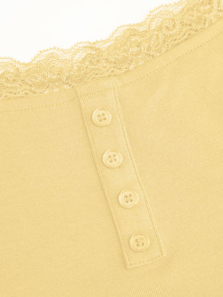Lace Panel Ruched Henley Cami Top