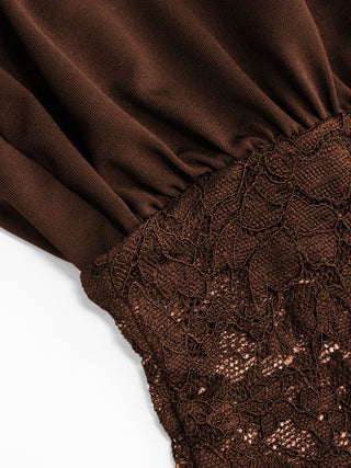 Asymmetrical Neck Floral Lace Ruched Top
