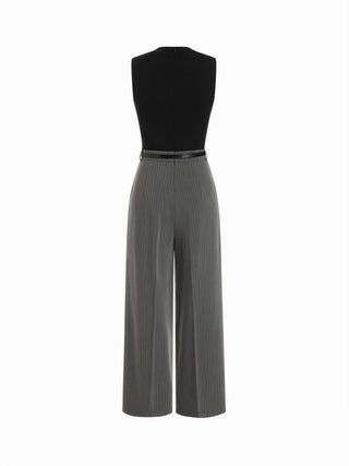 High Neck Sleeveless Jumpsuit with Belt
