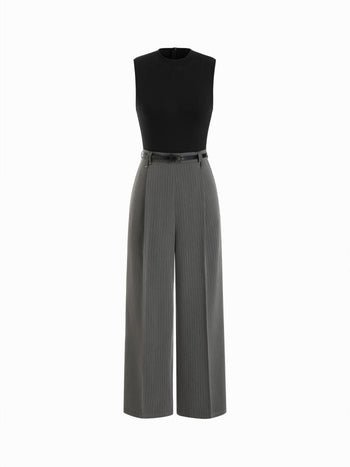High Neck Sleeveless Jumpsuit with Belt