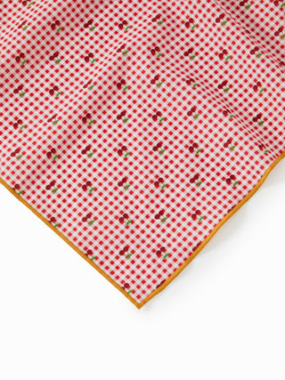 Cotton CHERRY GINGHAM SQUARE HEADSCARF For Music Festival/Live House Picnic Vacation