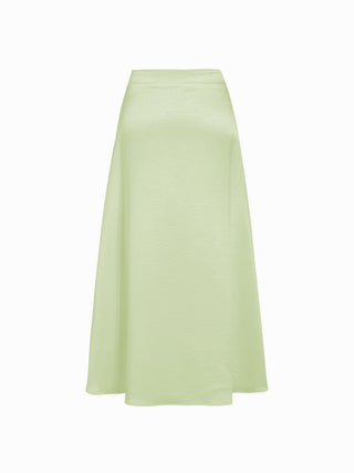 Satin Cowl Neck Lace Panel Top & Mid Rise Flared Maxi Skirt Set