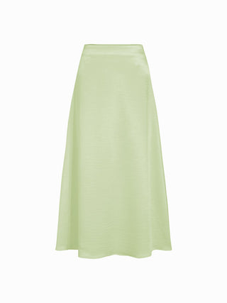 Satin Cowl Neck Lace Panel Top & Mid Rise Flared Maxi Skirt Set
