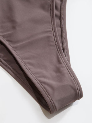 High Stretch Asymmetrical Neck Bead Detail One Piece Swimsuit