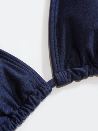 Halter Neckline Shell Detail Triangle Low Rise Bikini Set